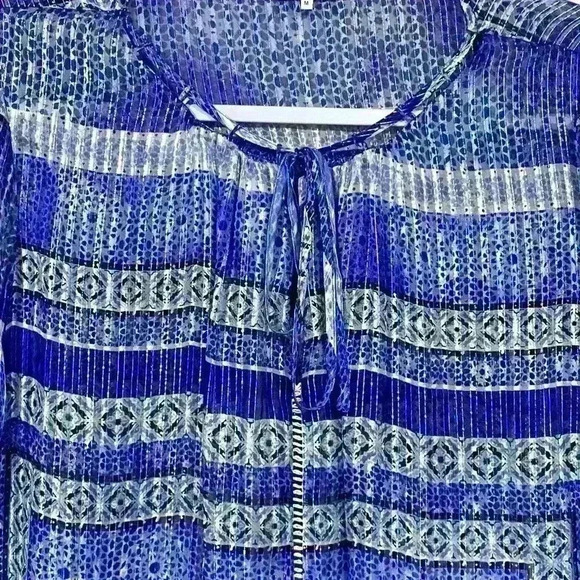 Womens Tie Front Silk Blouse by Parker Size Medium - Picture 6 of 9